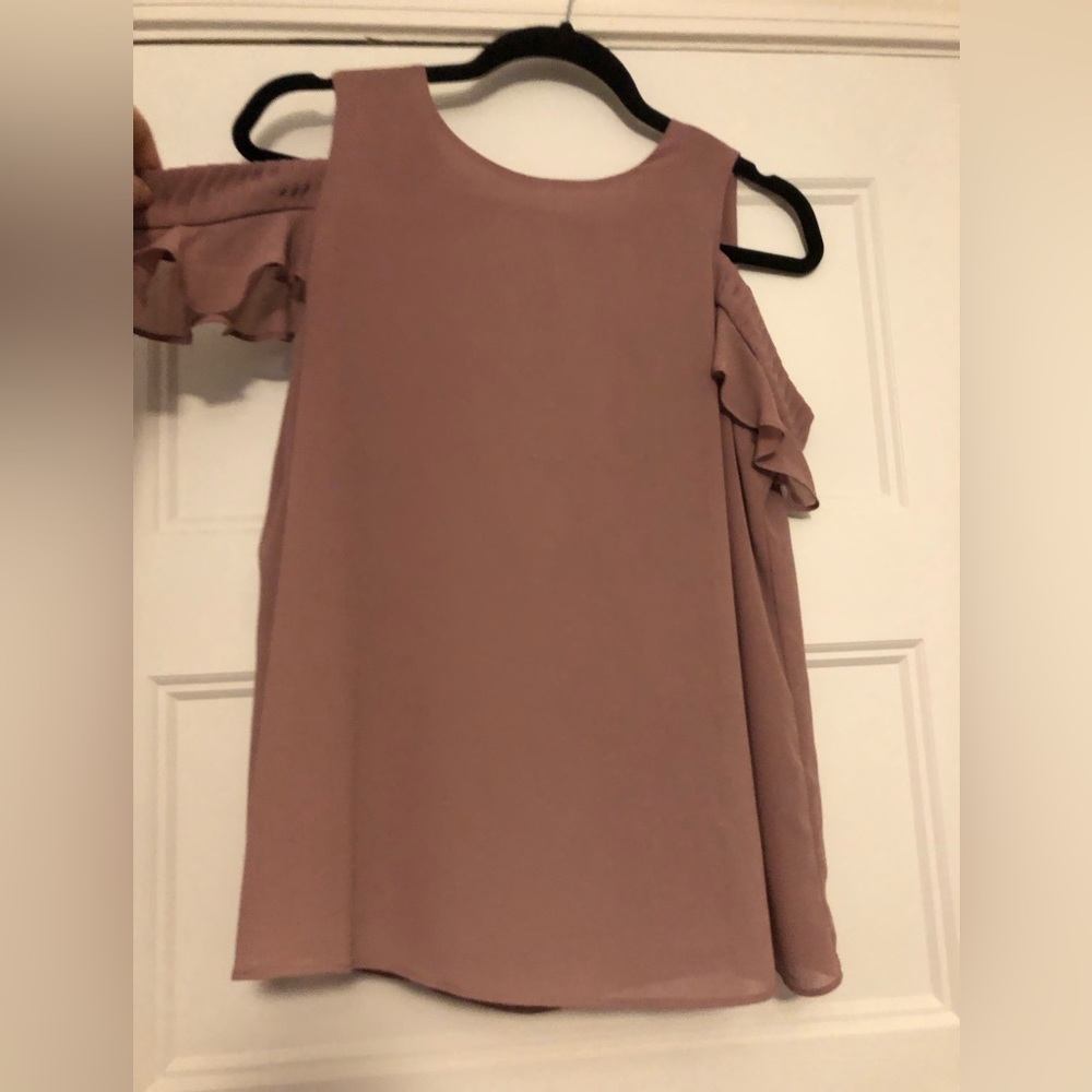 Cold shoulder faint lavender colored blouse
